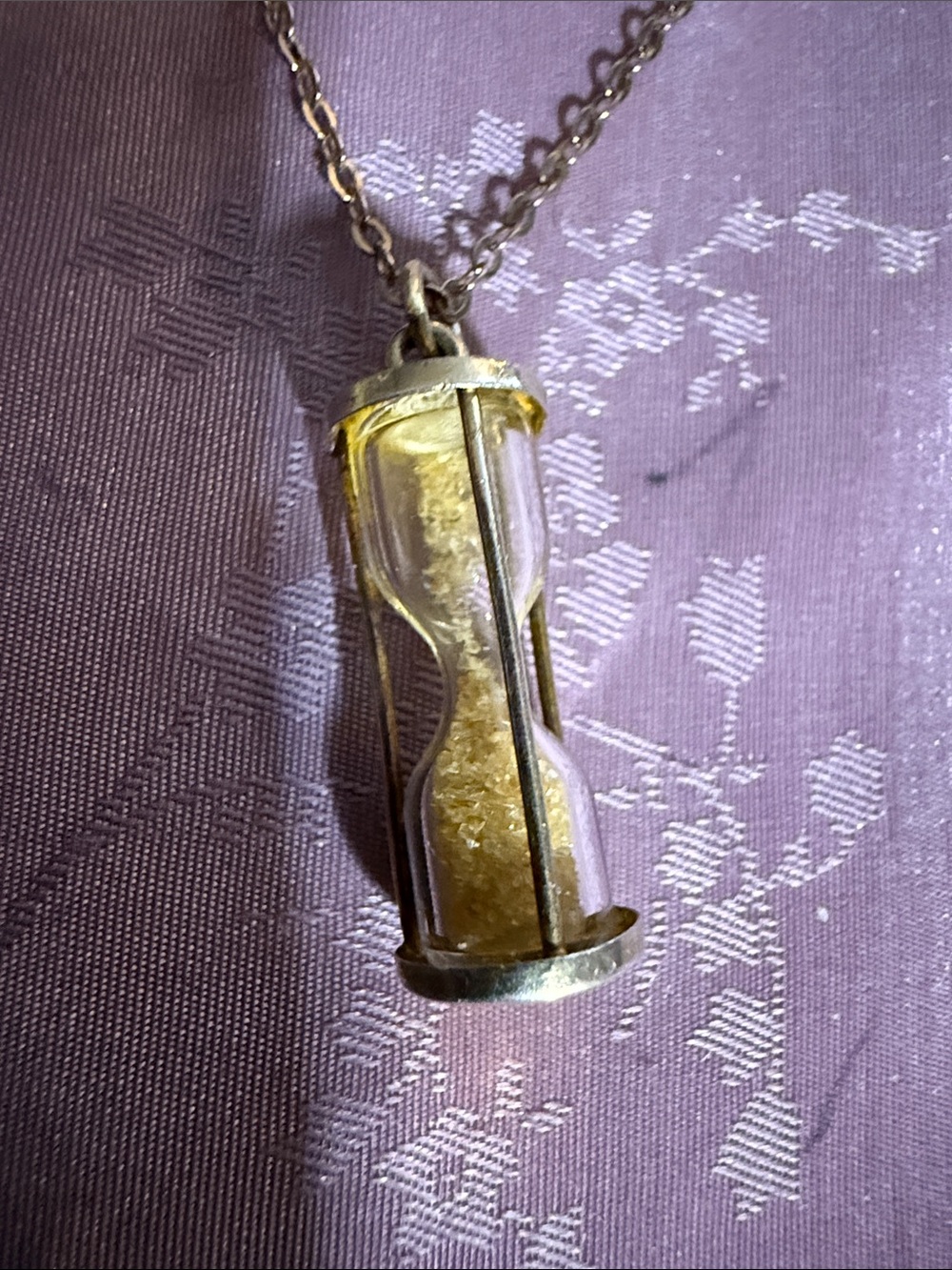 Vintage Hourglass Pendant Necklace in Yellow Gold sterling silver
